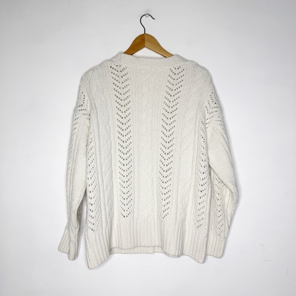 Anthropologie Cream Chunky V Neck Cardigan Sweater Size Small - Picture 3 of 9